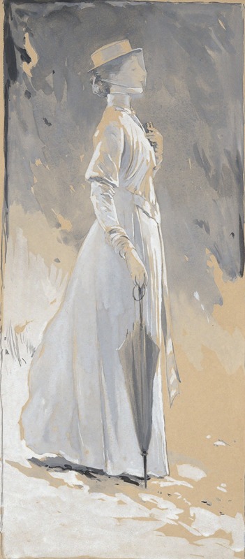 John White Alexander - Young woman in white; Miss Cynthia – Illustration for ‘The House with Cross’