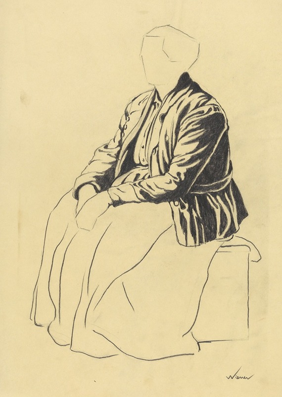 Karl Wiener - Einzelfigur (Skizze sitzende Frau)