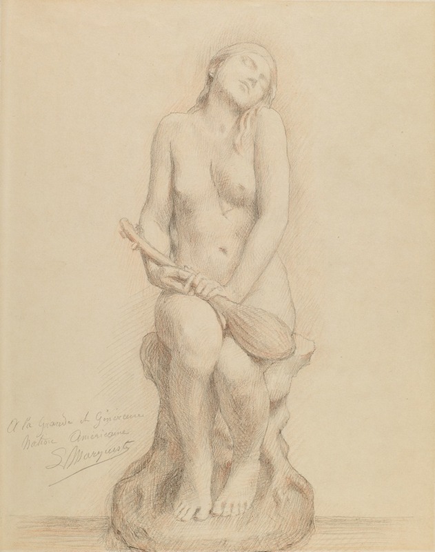 Laurent Honoré Marqueste - Nude Figure with Mandolin