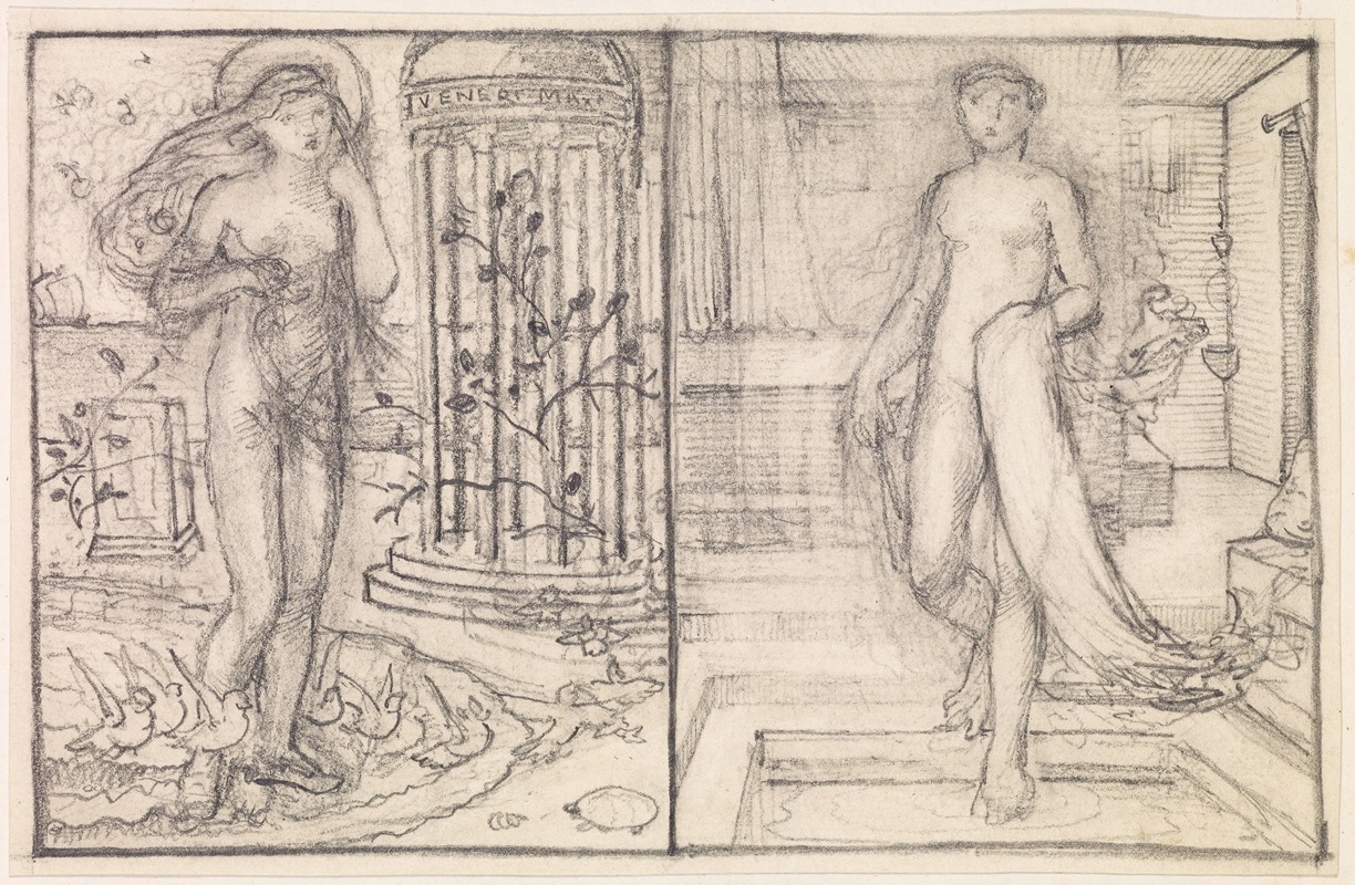 Sir Edward Coley Burne-Jones - Cupid and Psyche – Two Studies of Venus on the Margin of the Sea and Psyche at the Bath