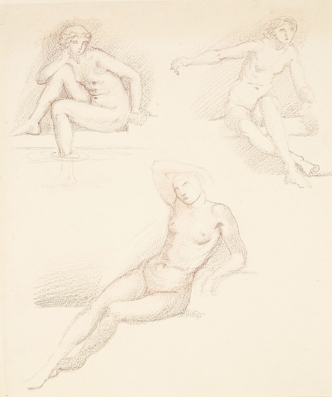 Sir Edward Coley Burne-Jones - Female Nude – Three Studies of a seated Girl