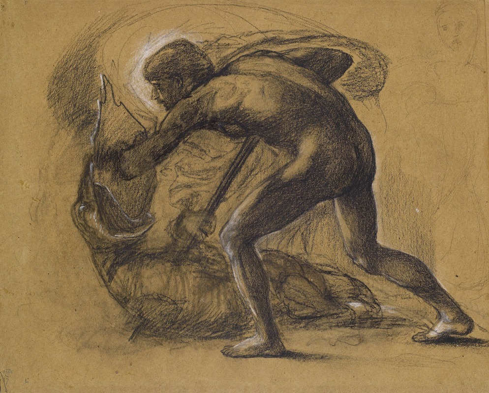 Sir Edward Coley Burne-Jones - St George Series – Male Nude – Study for ‘St George slaying the Dragon’