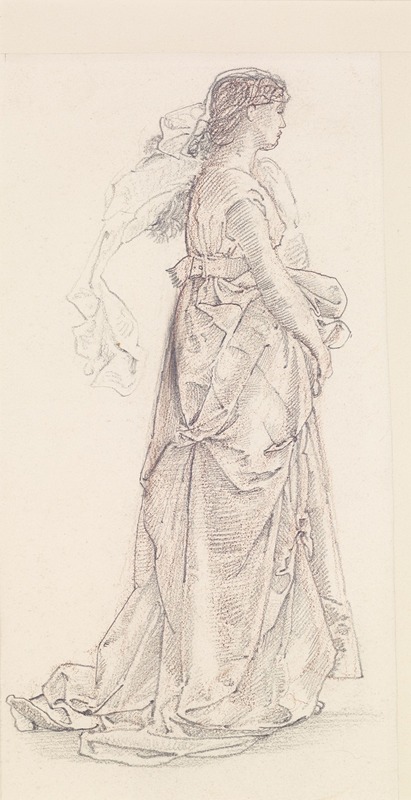 Sir Edward Coley Burne-Jones - St George Series – Study of Female Attendant for ‘The Princess led to the Dragon’ II