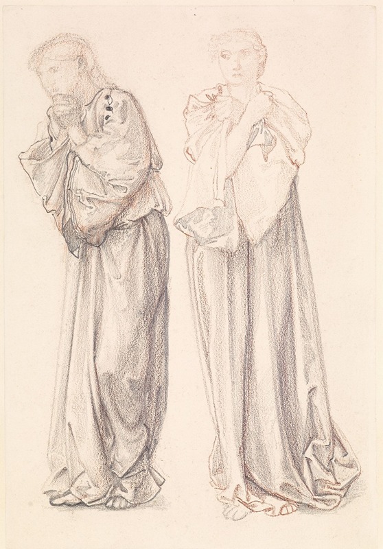 Sir Edward Coley Burne-Jones - St George Series – Two Studies of Female Attendants for ‘The Princess draws the fatal Lot’