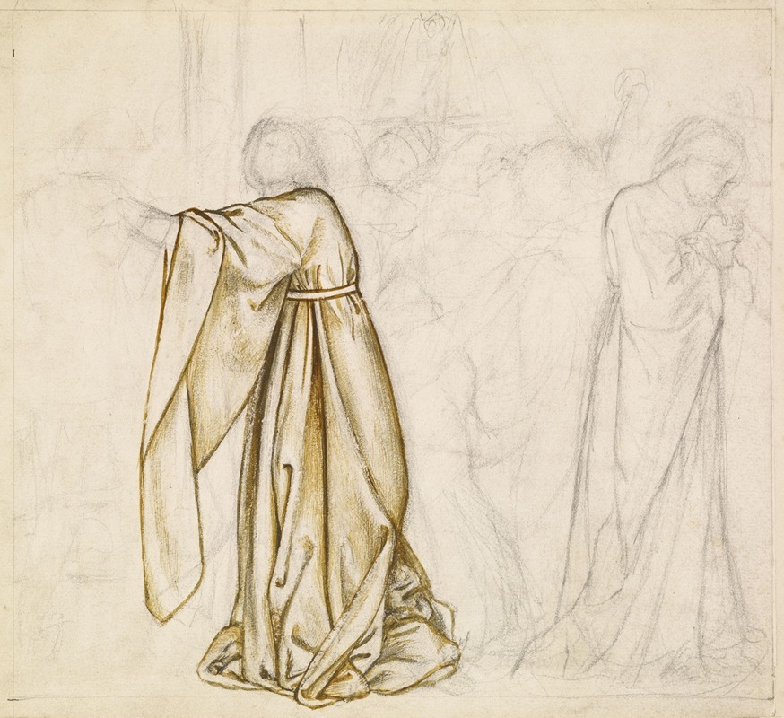 William Morris - Study for Composition – possibly for Tristram and Iseult