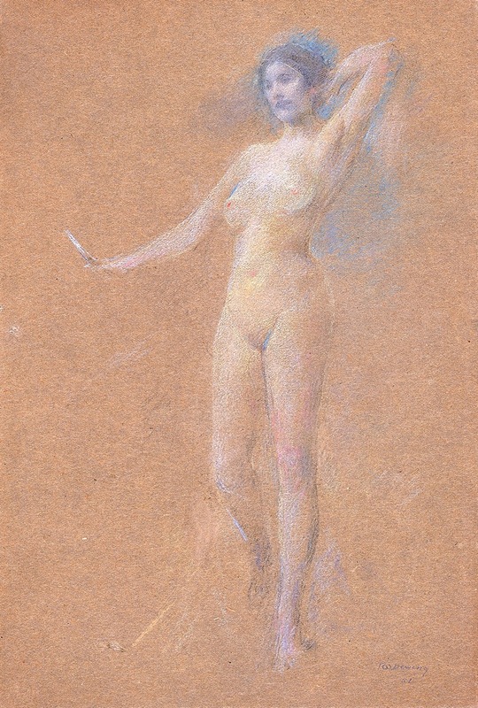 Thomas Wilmer Dewing - Standing Nude Figure of a Girl