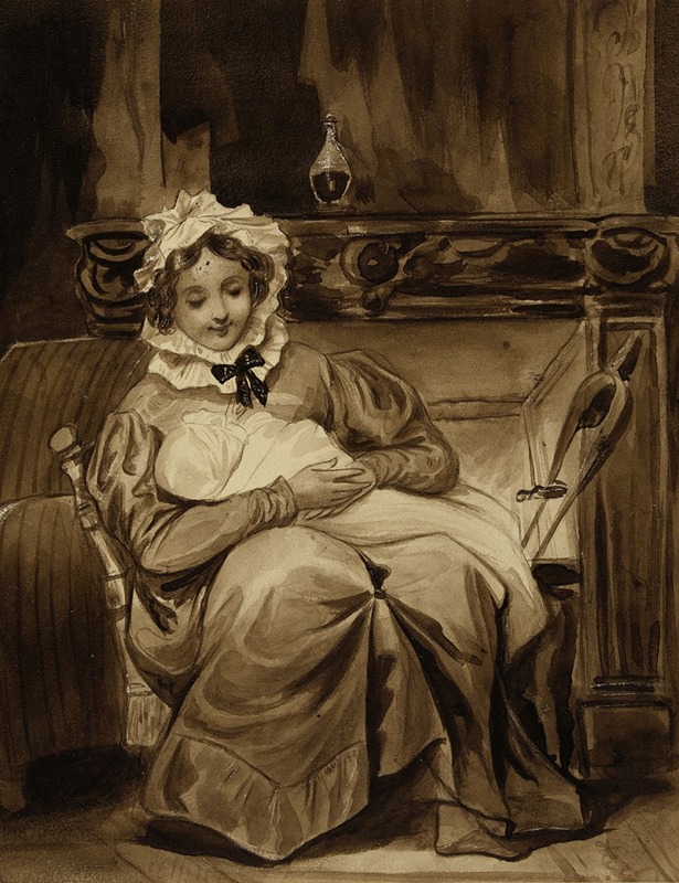 Eugène Devéria - Mme Victor Hugo endormant l’un de ses enfants