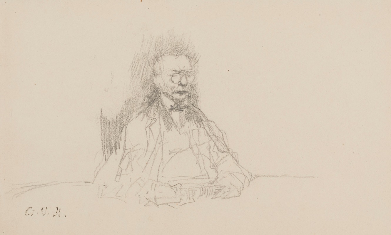 Georges Hugo - Homme assis portant un binocle