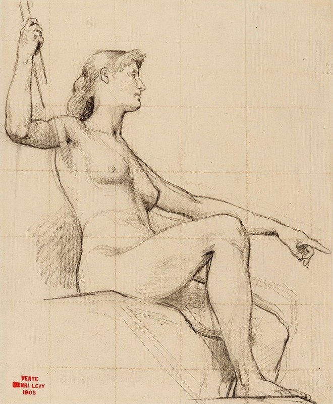Henri Leopold Lévy - Etude d’une femme nue assise