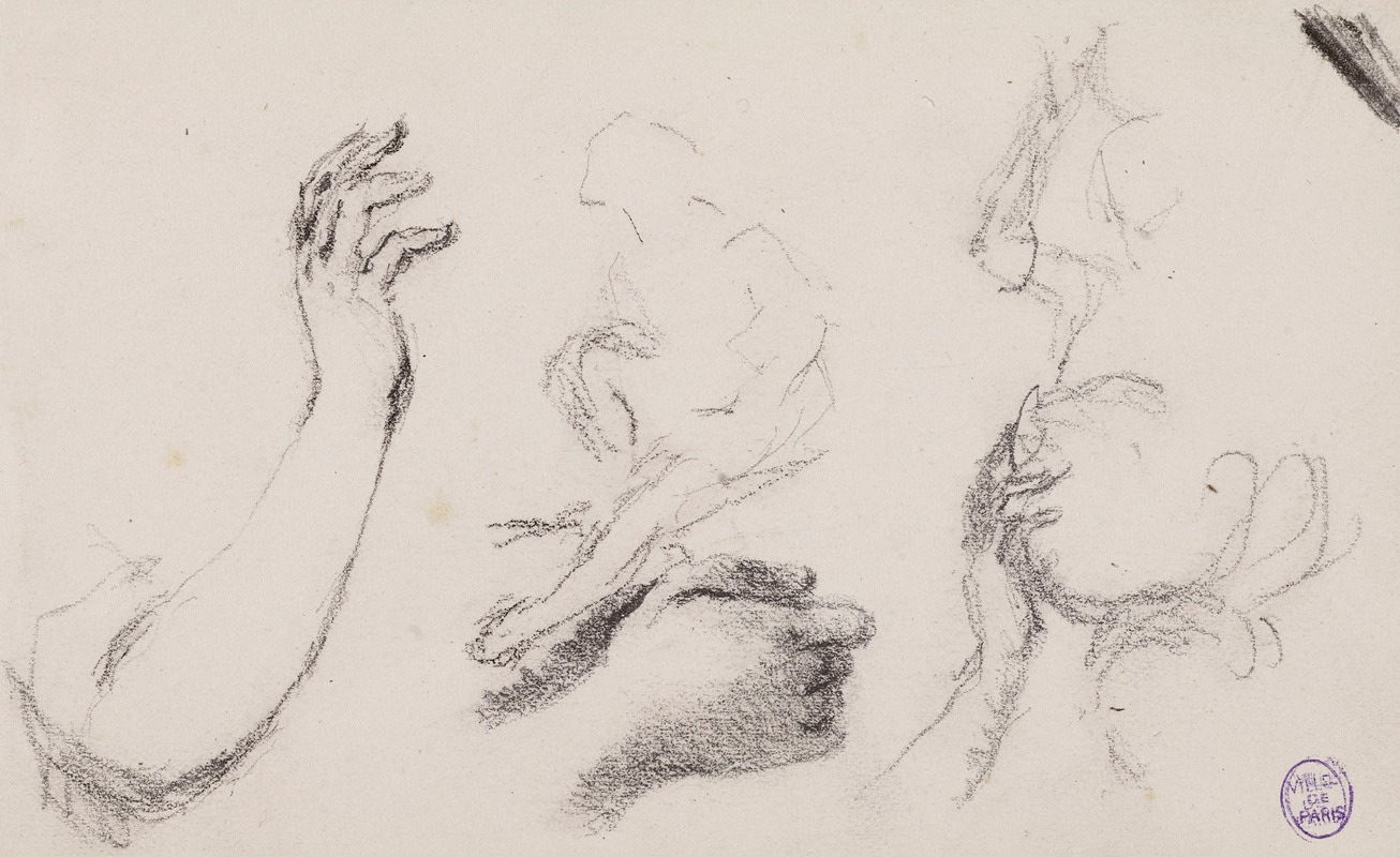 Esquisses de bras, mains et personnage by Narcisse-Virgile Diaz de La Peña  - Artvee