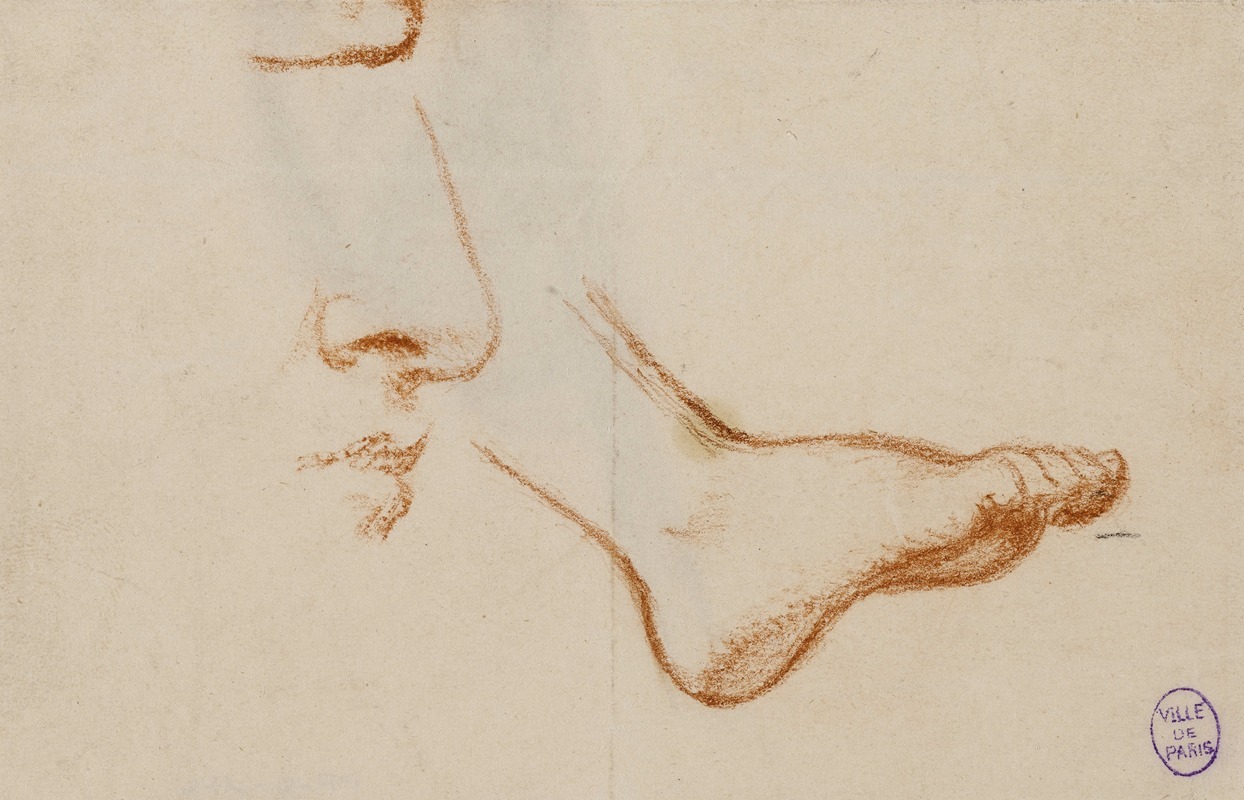 Narcisse-Virgile Diaz de La Peña - Etude d’un pied droit, et du profil d’un nez et d’une bouche