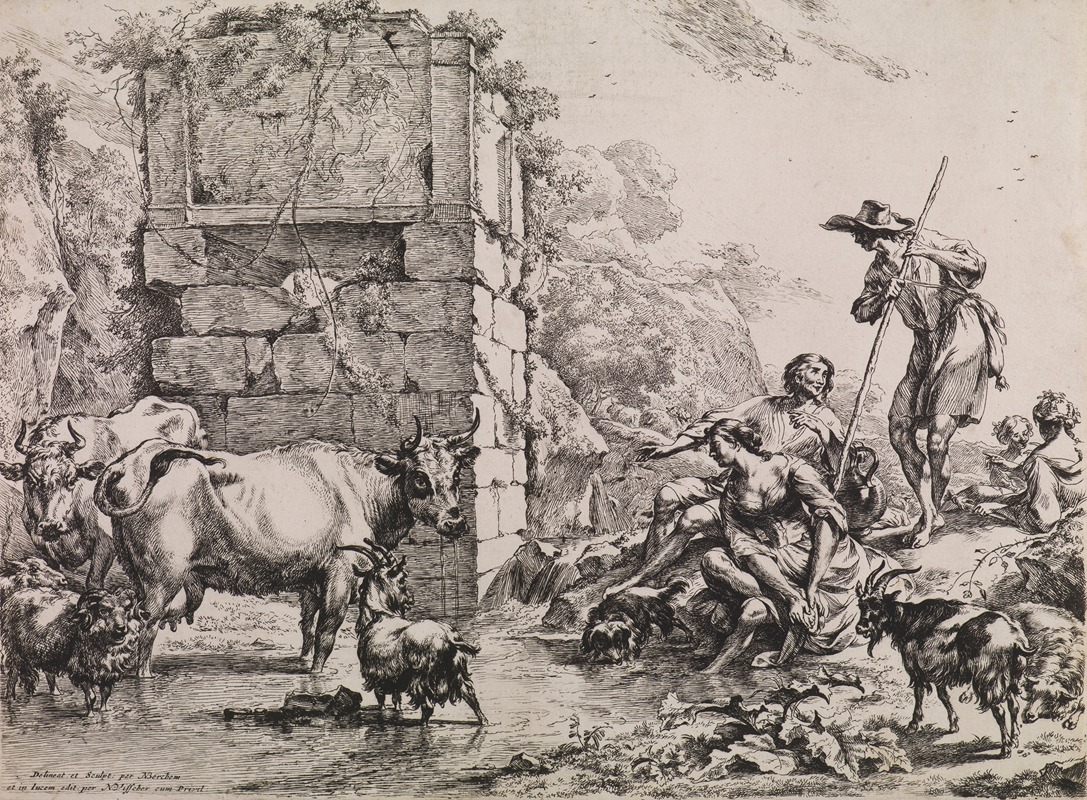 Nicolaes Pietersz. Berchem - Cow Drinking