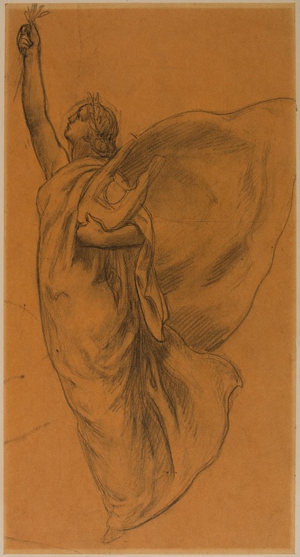 Pierre Puvis de Chavannes - Femme drapée volant, tenant une lyre