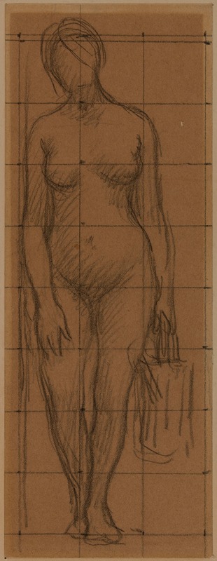 Pierre Puvis de Chavannes - Femme nue de face, tenant un arrosoir dans la main gauche