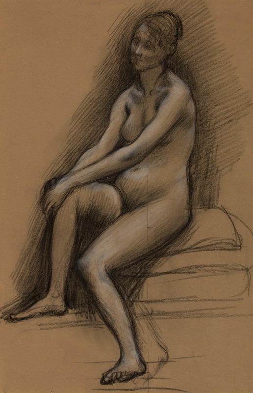 Pierre Puvis de Chavannes - Femme nue, assise de trois-quarts à gauche