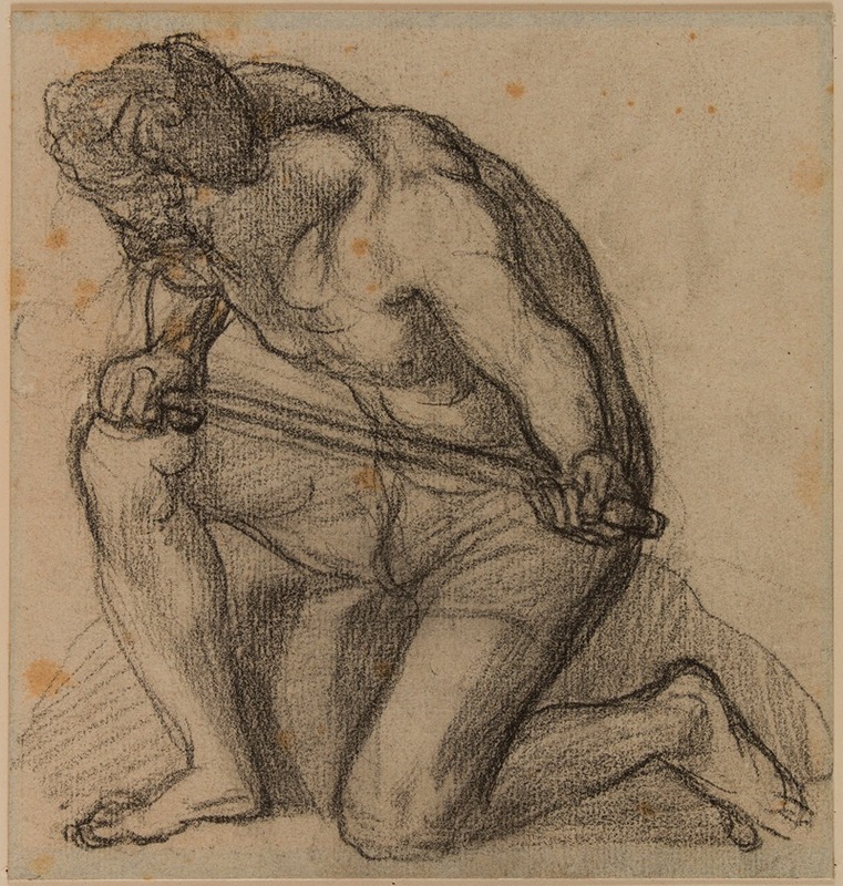 Pierre Puvis de Chavannes - Homme de profil à gauche, genou gauche à terre