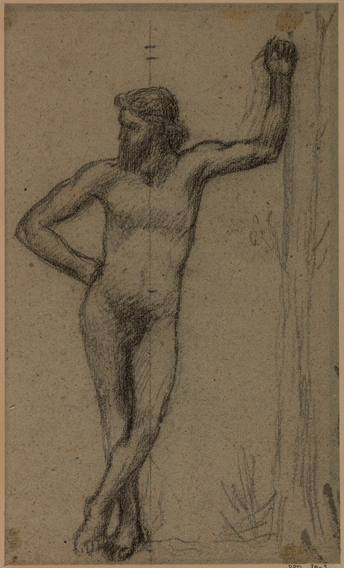 Pierre Puvis de Chavannes - Homme debout de face, appuyé à un arbre