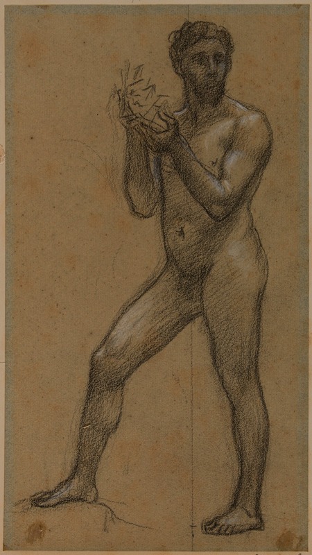 Pierre Puvis de Chavannes - Homme nu debout, tenant des deux mains un objet