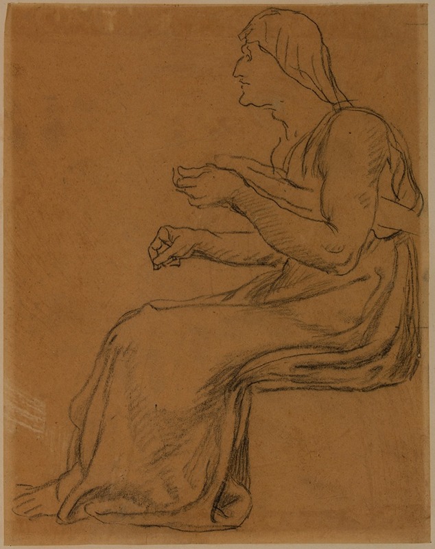Pierre Puvis de Chavannes - Vieille femme assise, de profil à gauche