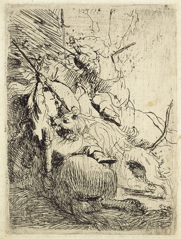 Rembrandt van Rijn - The Small Lion Hunt (with one lion)