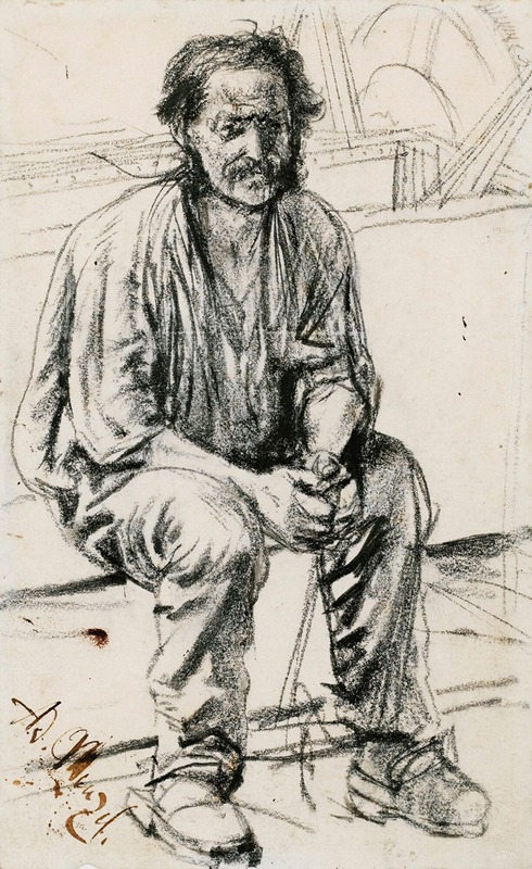 Adolph von Menzel - Young Seated Worker