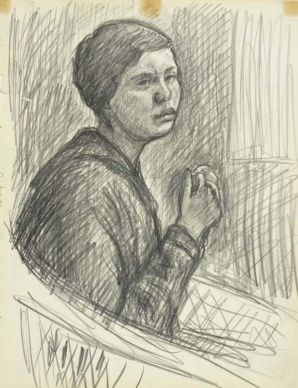 Alfred William Finch - Korituolissa istuva nainen