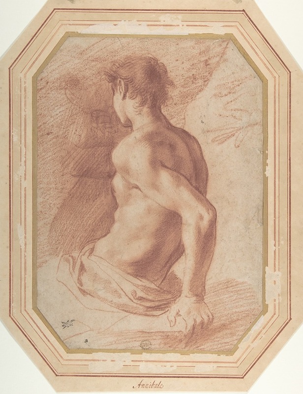 Annibale Carracci - Back View of a Seated Nude Youth Facing Left