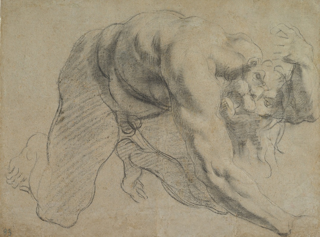 Annibale Carracci - Crawling Male Figure (Study for Cacus)