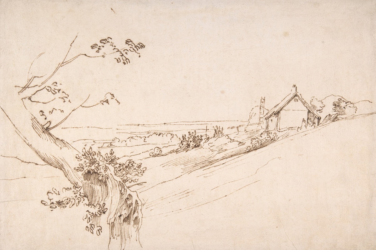 Anthony van Dyck - Landscape with a Gnarled Tree and a Farm