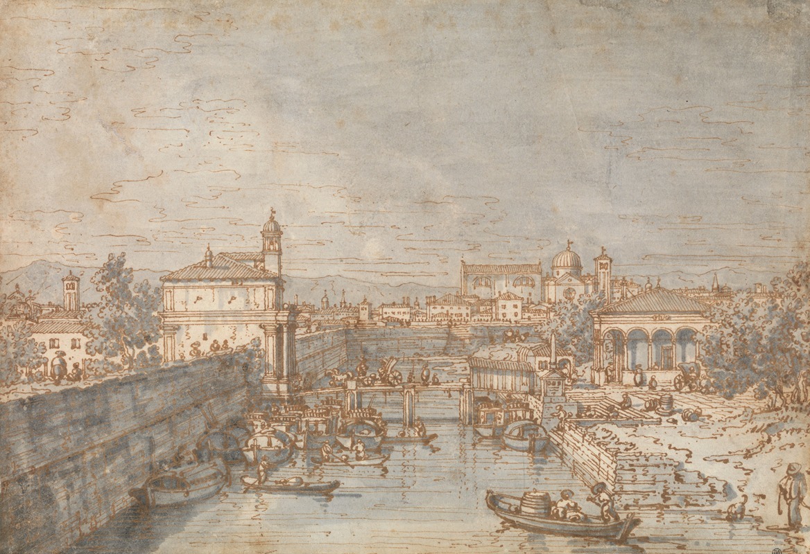 Canaletto - Padua; The River Bacchiglione and the Porta Portello