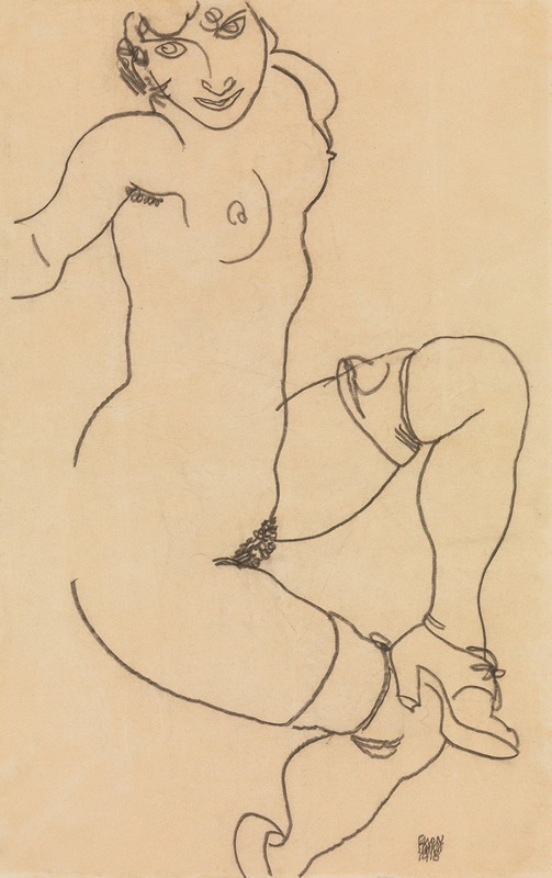 Egon Schiele - Seated Nude in Shoes and Stockings