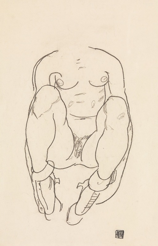 Egon Schiele - Torso of a Seated Woman with Boots
