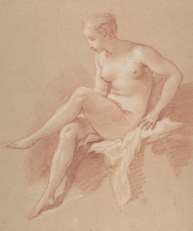 François Boucher - Seated female nude