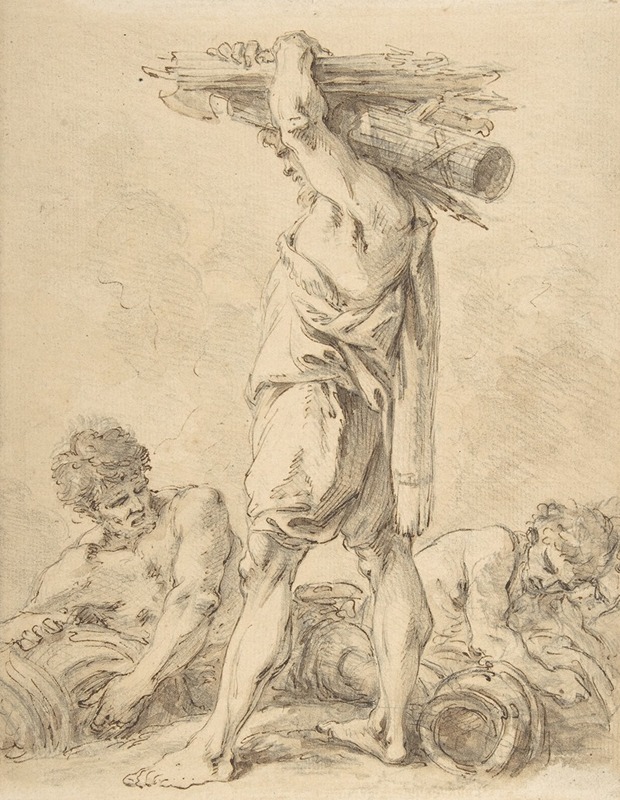 François Boucher - Standing Man Carrying Fasces and Arms