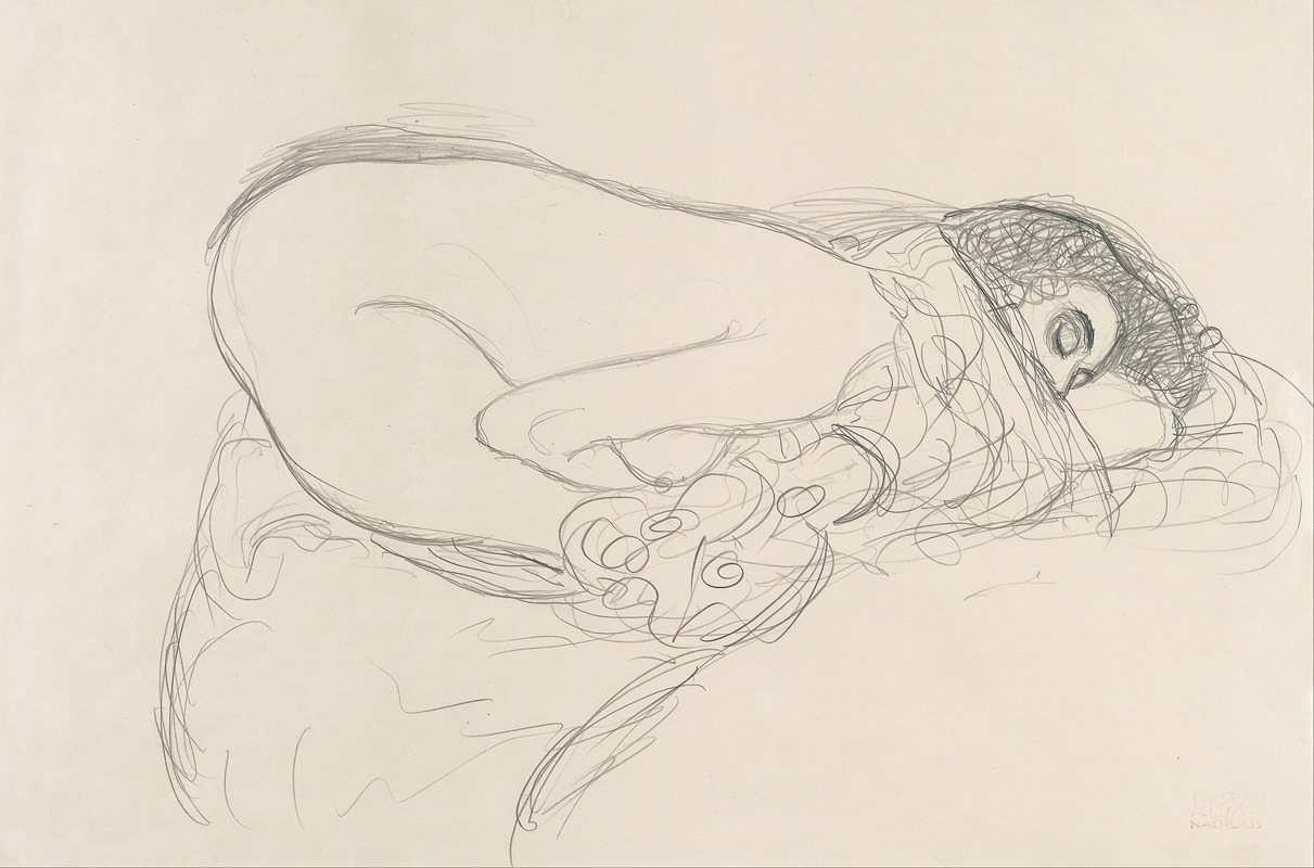 Gustav Klimt - Semi-Nude leaning forward (Preparatory Work for the Painting Leda)