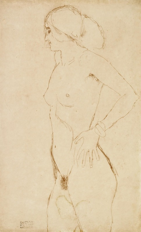 Gustav Klimt - Standing nude girl, facing left