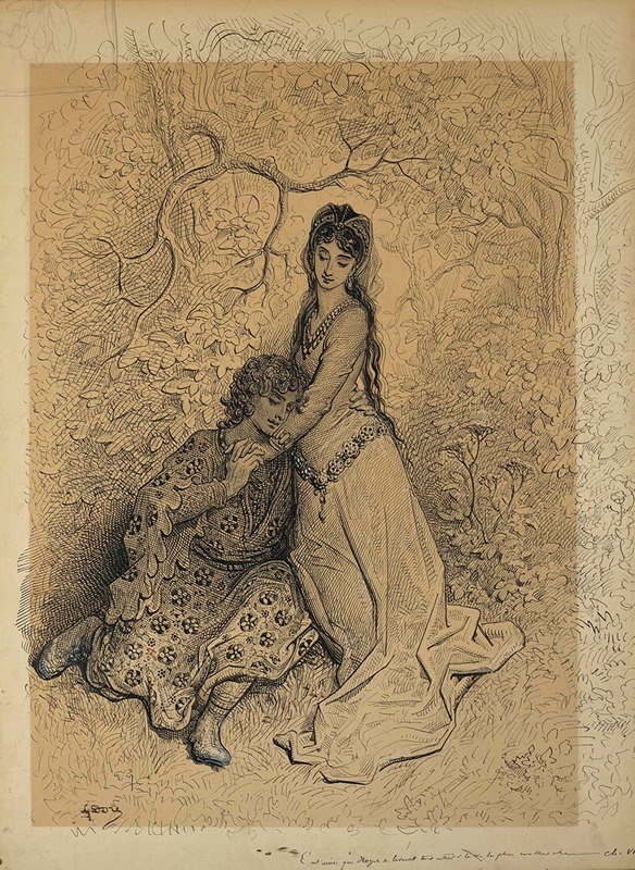 Gustave Doré - Roger enlacé par Bradamante