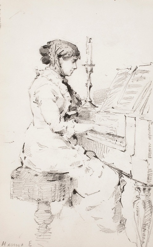 Helene Schjerfbeck - Hanna Estlander o.s. Lupander [taiteilijan serkku] soittaa pianoa