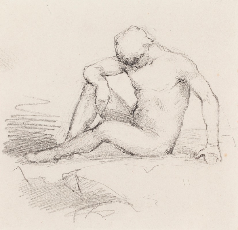 Helene Schjerfbeck - Istuva alaston mies