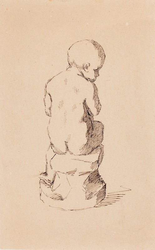 Helene Schjerfbeck - Istuva pieni poika, veistos takaapäin