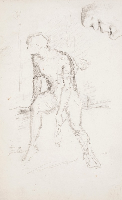 Helene Schjerfbeck - Nenä, suu ja leuka ; istuva käsivarttaan roikuttava mies