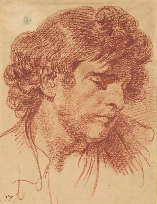 Jean-Baptiste Greuze - Tête d’homme aux cheveux bouclés