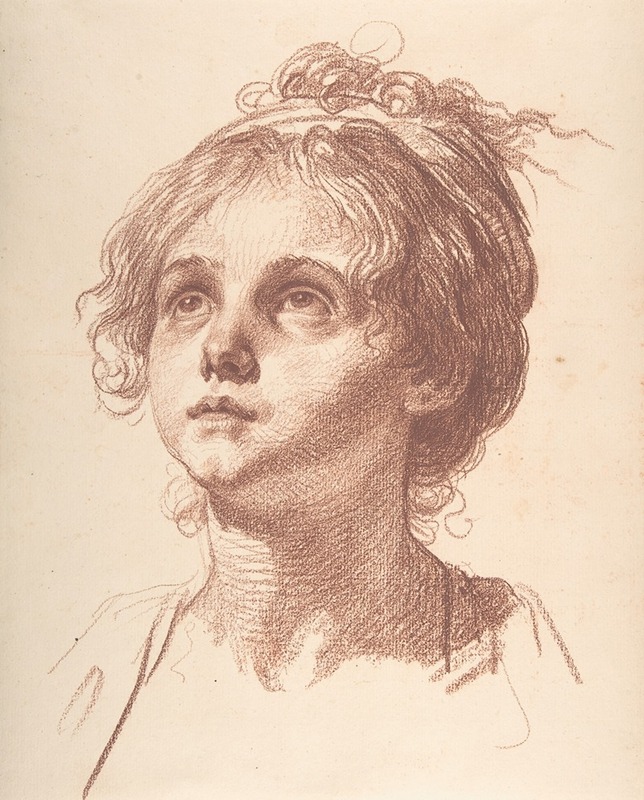 Jean-Baptiste Greuze - Head of a Girl Looking Up