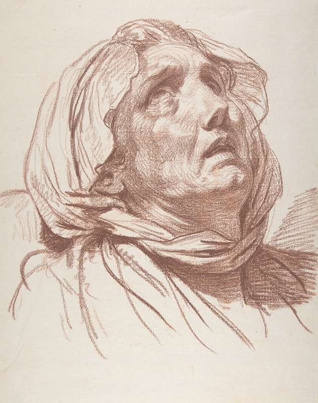 Jean-Baptiste Greuze - Head of an Old Woman Looking Up