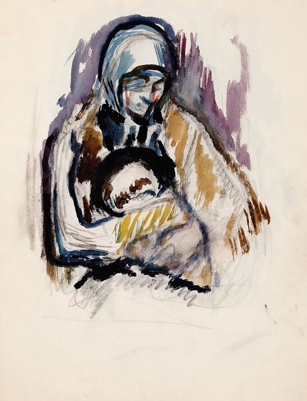 Magnus Enckell - Luonnos maalaukseen Äiti ja lapsi (Pietà)