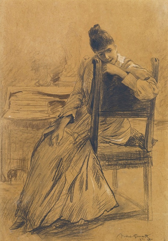 Norbert Goeneutte - Portrait Of A Woman Sitting On A Chair