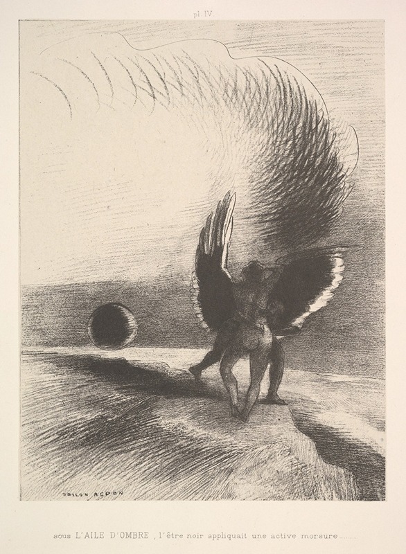 Odilon Redon - In the shadow of the wing, the black creature bit