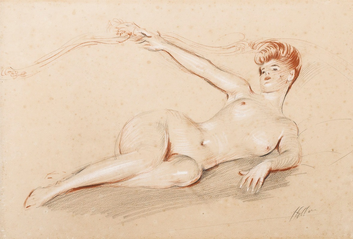 Paul César Helleu - Lying Nude On A Sofa