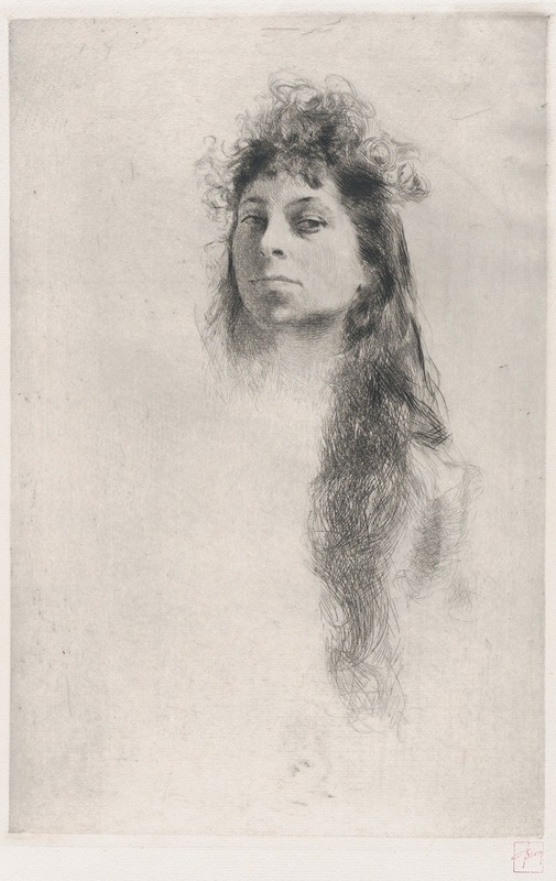 Robert Frederick Blum - Head of a Girl with Long Hair