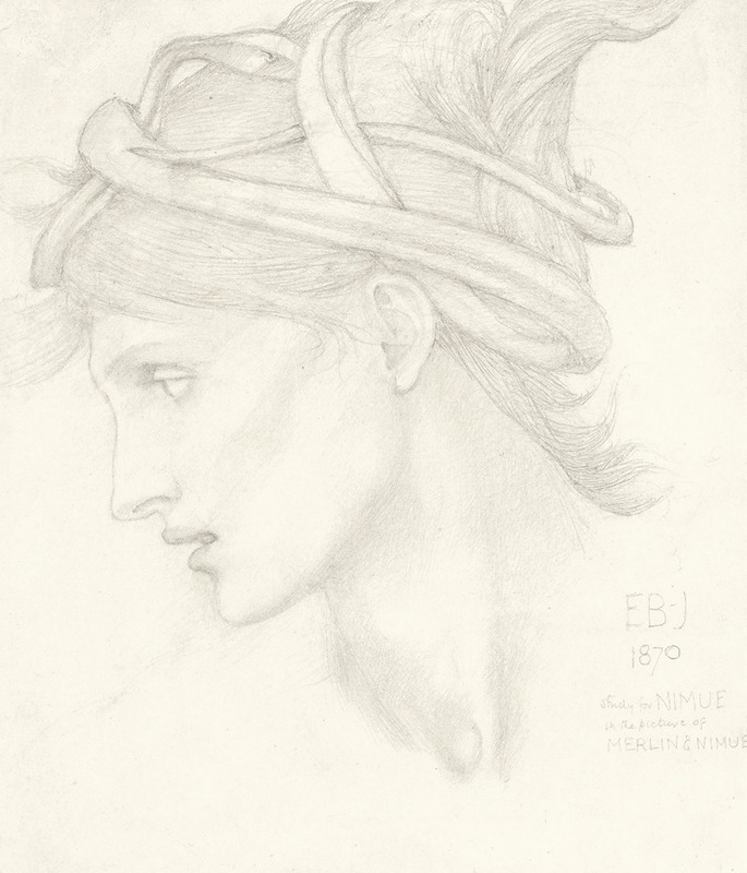 Sir Edward Coley Burne-Jones - Head study of Maria Zambaco for Nimue in ‘The Beguiling of Merlin’